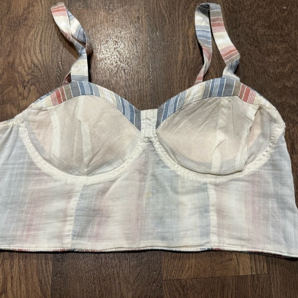 American Eagle Chevron Striped Padded Cropped Tank Top Pink Blue Size Medium - Picture 7 of 10